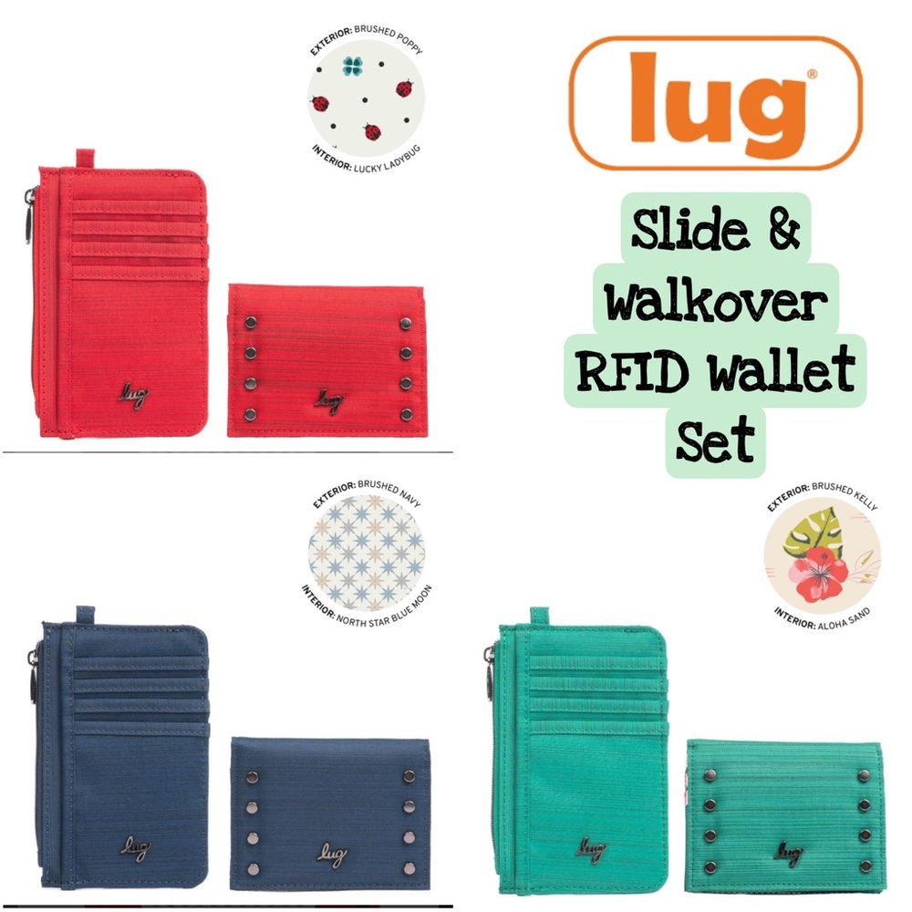 Lug Slide & Walkover RFID Wallet Set NWT